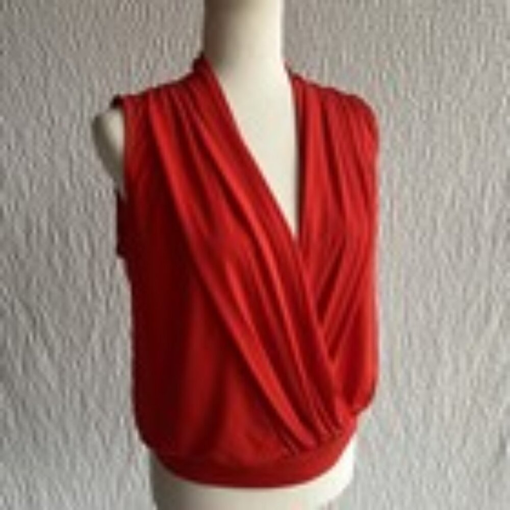 Solid Red Wrap Look Short Top Vneck Dark Vibrant Snap Got It love It S